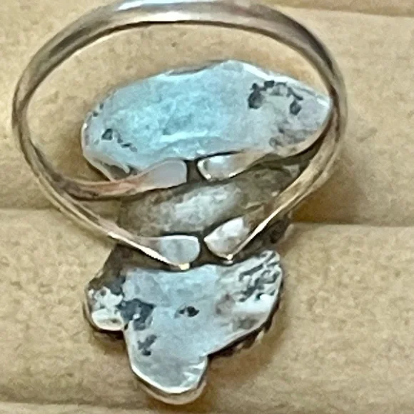 VTG Native American Navajo Sterling Silver Turquoise Coral Ring Sz 5.25 - Picture 5 of 6